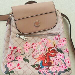 Womens Pink Floral Backpack Purse